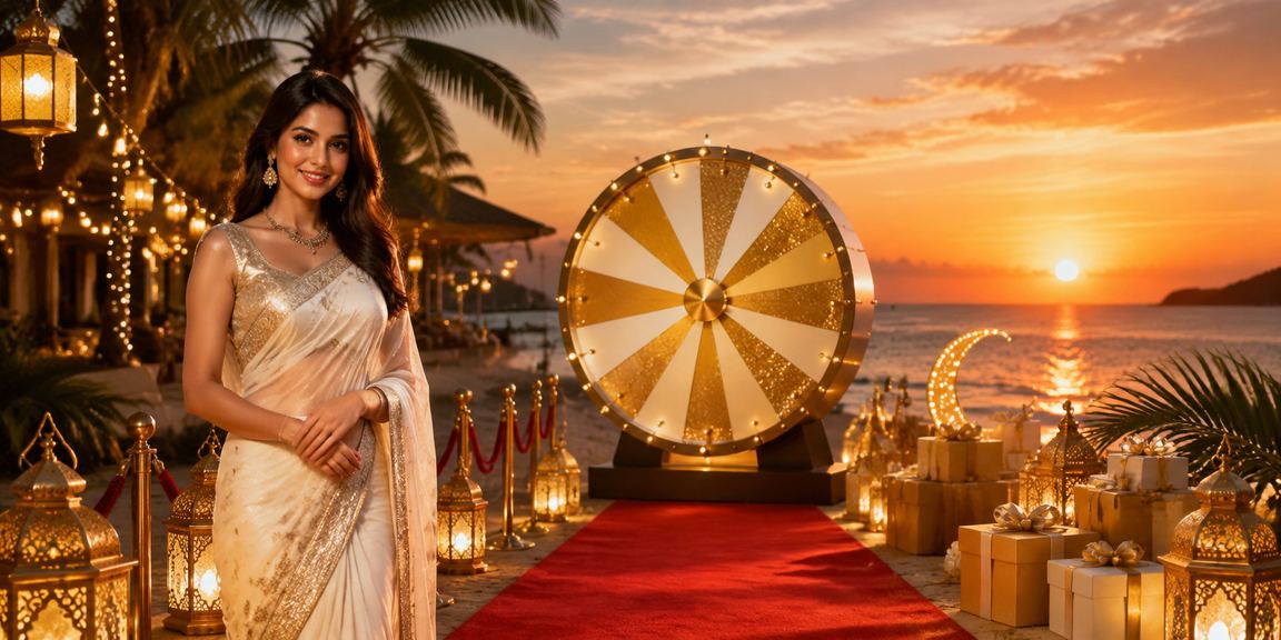 A woman in a saree at Saint Martin's Island viewing cb44 lucky draw and odds